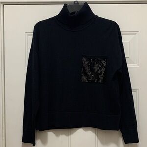 3/$15 DKNY Black Knit Sweater with Sequins on Breast Pocket Size Medium